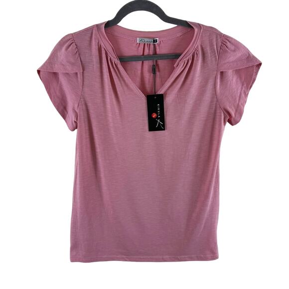 Kikula NWT Pink Short Sleeve T-Neck Lightweight Stretchy T-Shirt Size S - Picture 1 of 5